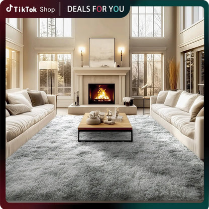 Rezutan Polyester Fluffy Non-Slip Shag Area Rug, Large Soft Unisex Household Item for Living Room & Bedroom, Aesthetic Home Decor, Room Decor