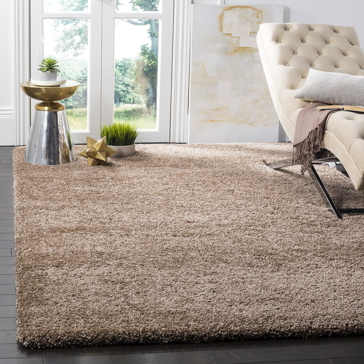 SAFAVIEH Milan Shag Collection 8'6" x 12' Ivory SG180 Solid Non-Shedding Living Room Bedroom Dining Room Entryway Plush 2-inch Thick Area Rug