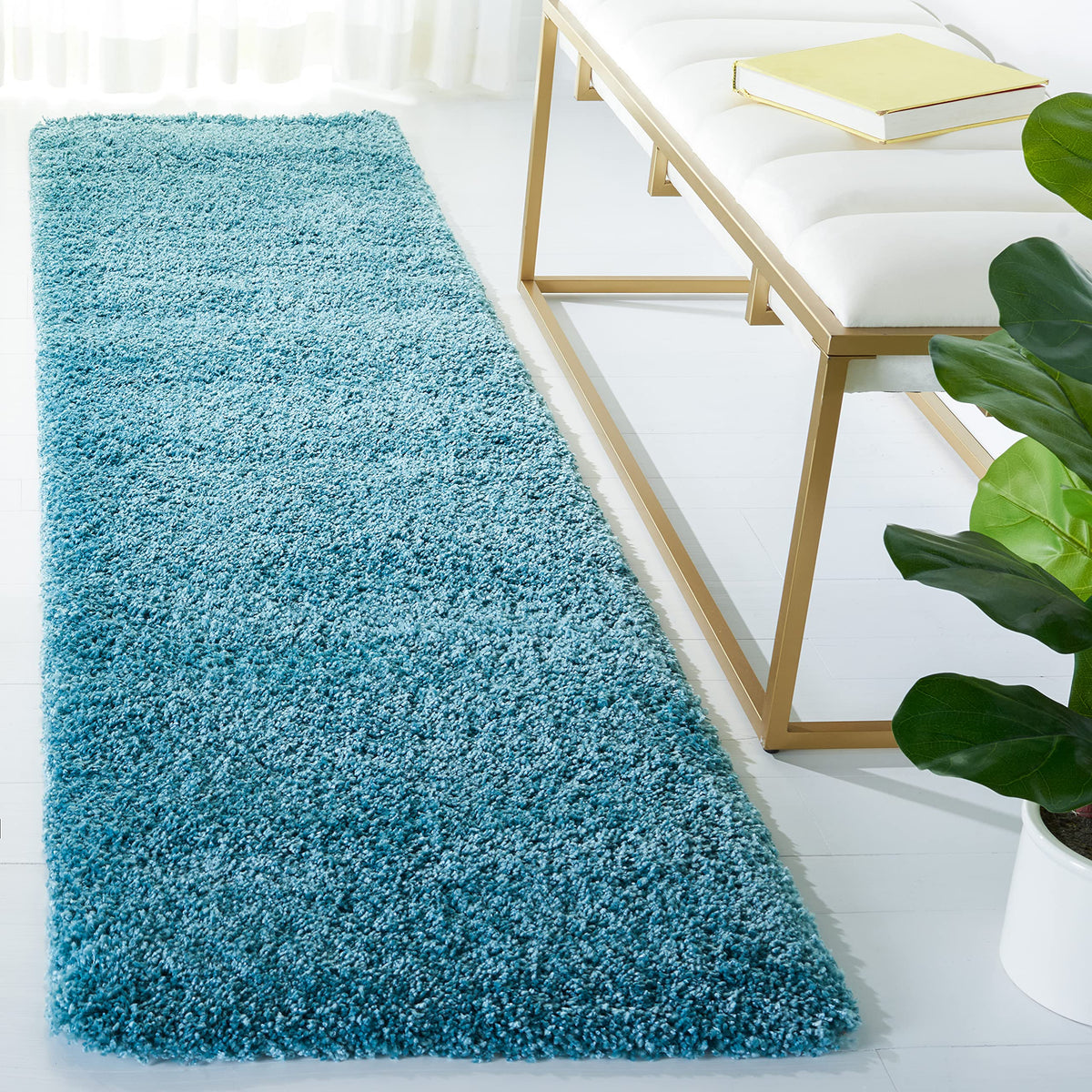 SAFAVIEH Milan Shag Collection 8'6" x 12' Ivory SG180 Solid Non-Shedding Living Room Bedroom Dining Room Entryway Plush 2-inch Thick Area Rug
