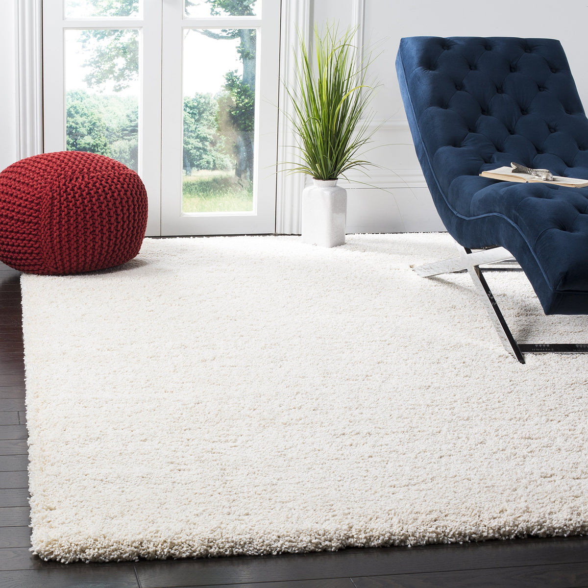 SAFAVIEH Milan Shag Collection 8'6" x 12' Ivory SG180 Solid Non-Shedding Living Room Bedroom Dining Room Entryway Plush 2-inch Thick Area Rug