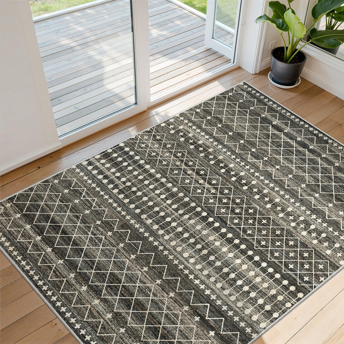 Miukiki 8x10 Area Rug for Living Room, Washable Soft Non Slip Rug Grey