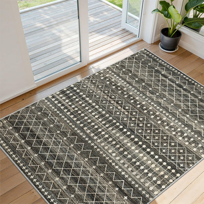 Miukiki 8x10 Area Rug for Living Room, Washable Soft Non Slip Rug Grey