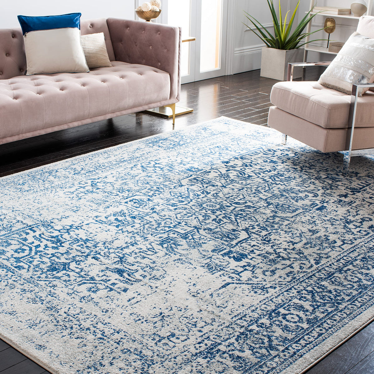 SAFAVIEH Evoke Area Rug 9x12, Large Ivory & Taupe EVK256E