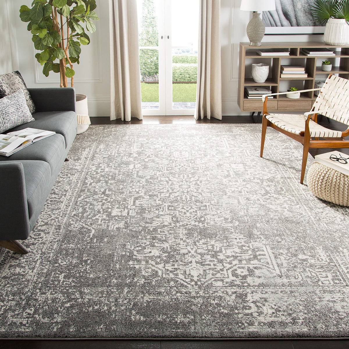 SAFAVIEH Evoke Area Rug 9x12, Large Ivory & Taupe EVK256E