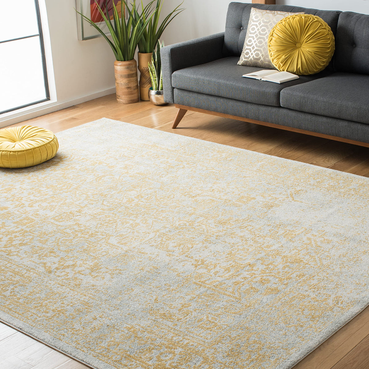 SAFAVIEH Evoke Area Rug 9x12, Large Ivory & Taupe EVK256E