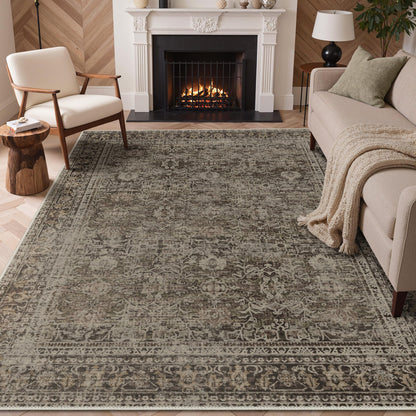 GENIMO 8x10 Washable Area Rugs for Living Room, Non Slip, Taupe Brown