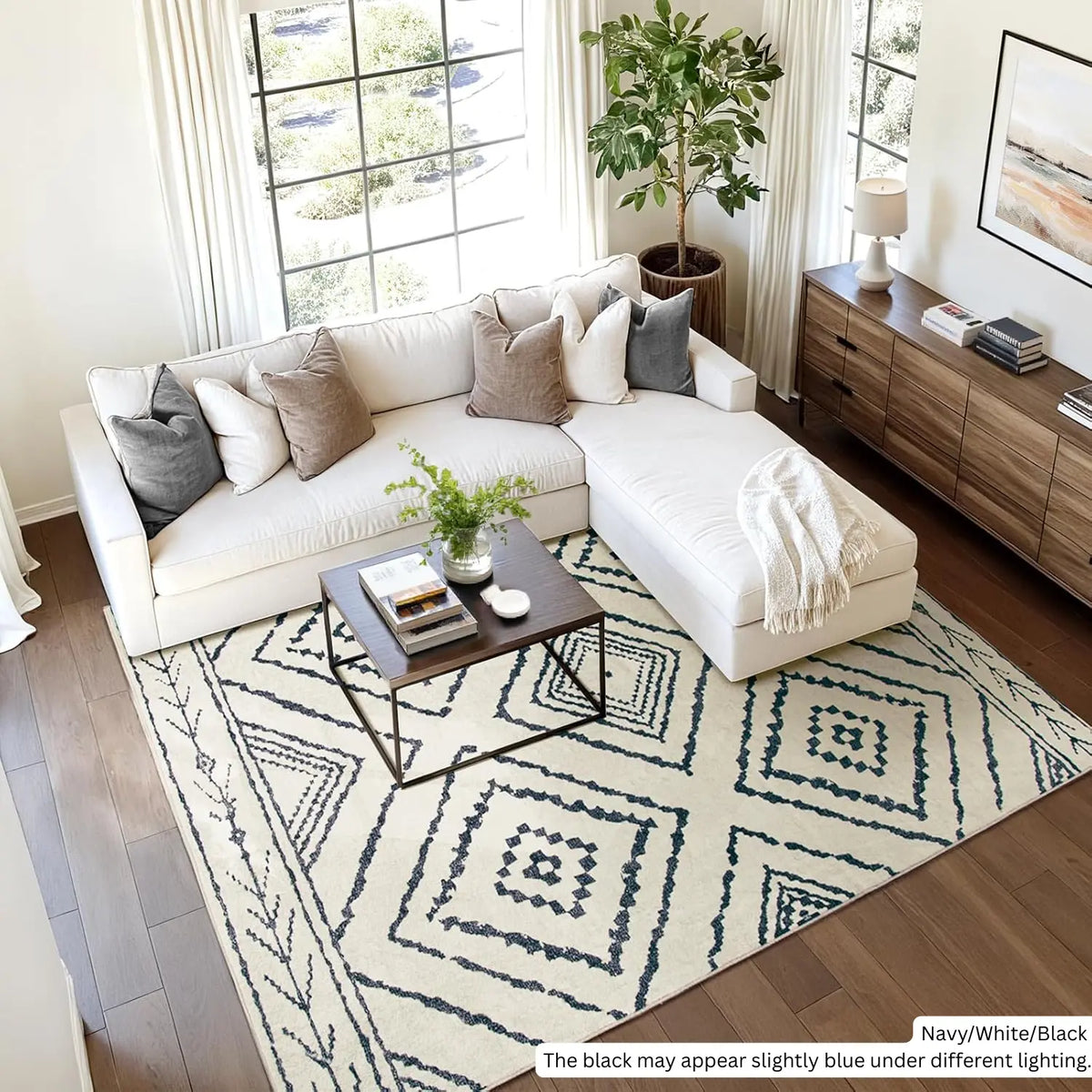 BESTSWEETIE Machine Washable Indoor Area Rug - Large Soft Faux Wool Geometric Aztec Rug, Non-Slip Wrinkle Resistant, OEKO-TEX Certified, for Living Room Decor & Bedroom, Various Sizes, Rustic Farmhouse Essentials