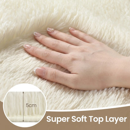 FAMVAL Large Decorative Super Soft Wrinkle Resistant Rug for Bedroom, Long Plush Non-Slip Area Rug, Modern Cozy Room Decor for Dorm Apartment Kids Room
