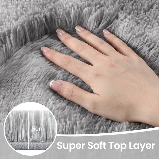 FAMVAL Long Hair Fluffy Home Decor Rug - Super Soft Non-Slip Modern Rectangular Living Room Rug, Cozy Vibes Carpet for Bedroom Nursery