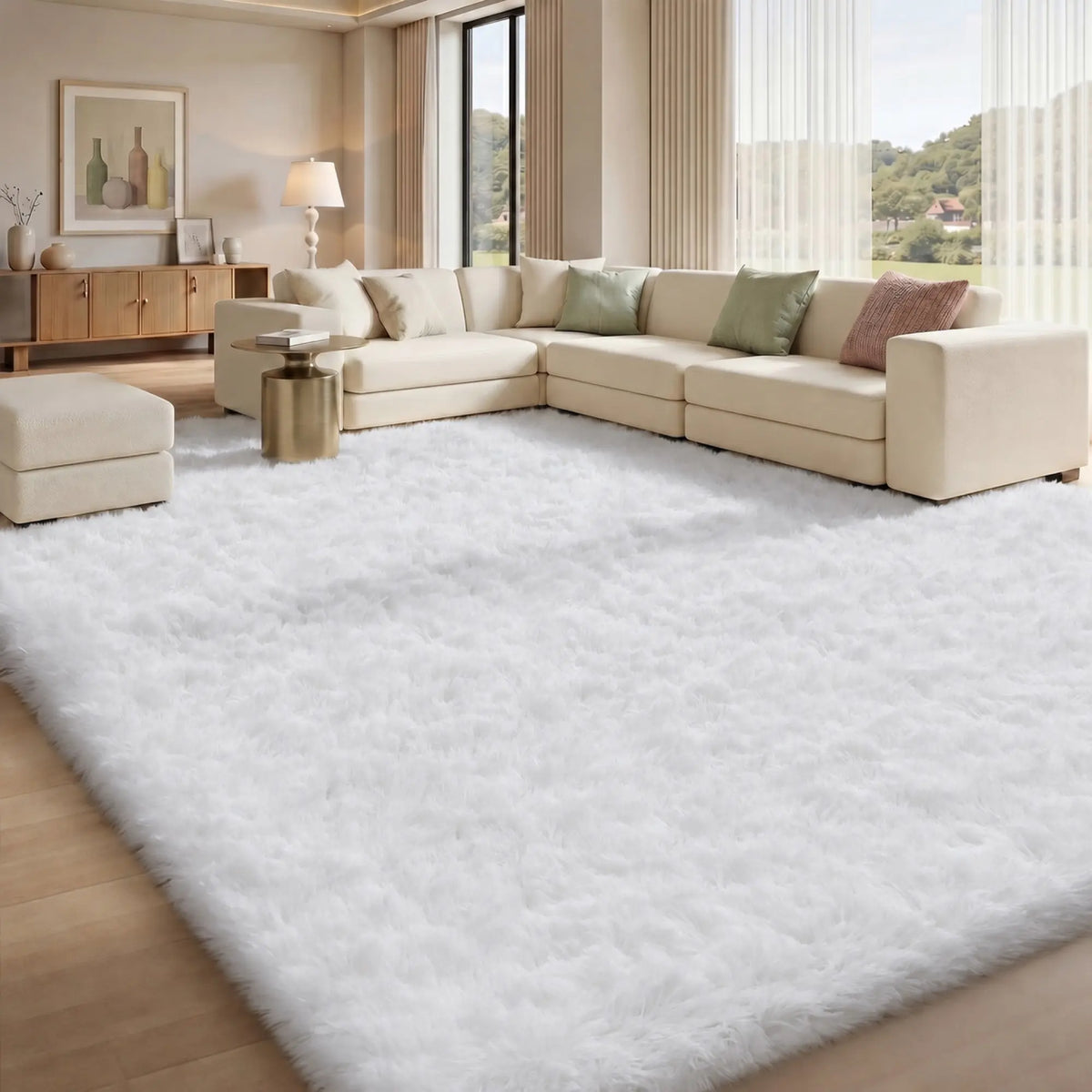 FAMVAL Long Hair Fluffy Home Decor Rug - Super Soft Non-Slip Modern Rectangular Living Room Rug, Cozy Vibes Carpet for Bedroom Nursery