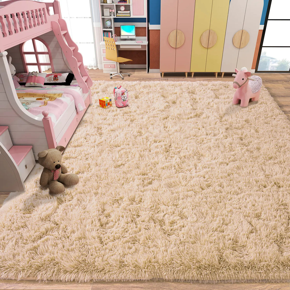 SohoChic Ultra-Soft Shaggy Rug - Furry Soft, Fuzzy Decorative Rug with Upgrade Non-Slip Backing, for Bedroom Kids Room, Room Decor, House Decor