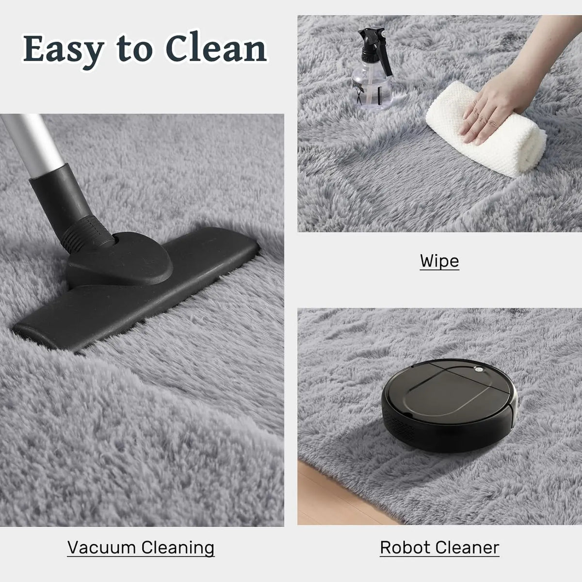 Fluffy Furry Shag High Pile Area Rug - Shaggy Cozy Decorative Floor Mat, Durable Modern Indoor House Decor Rugs for Bedroom