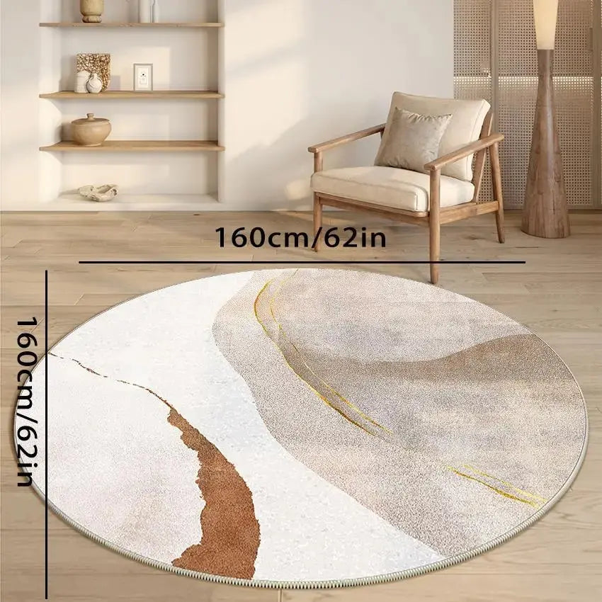Round Geometric Pattern Rug, Non-slip Soft Floor Mat, Decorative Carpet for Home Living Room Bedroom, Foldable & Washable Floor Mat, Abstract Styled Rug, Modern Minimalist Rug, Geometric Graphic Rug, Geometric Design Rug, Abstract Area Rugs