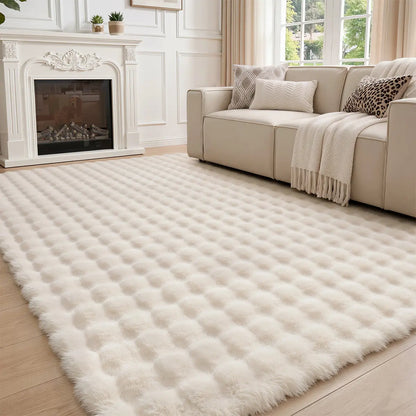LUMI Soft Fluffy Bedside Rug – Modern Plush Shaggy Carpet, Non-Slip Floor Mat for Bedroom, Bay Window & Living Room Home Decorative Rugs