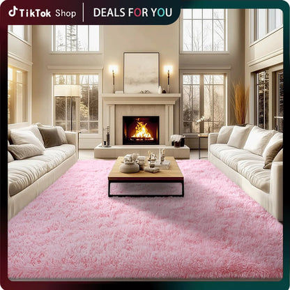 Rezutan Polyester Fluffy Non-Slip Shag Area Rug, Large Soft Unisex Household Item for Living Room & Bedroom, Aesthetic Home Decor, Room Decor