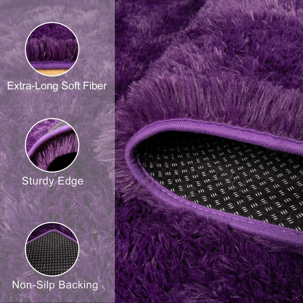 Rezutan Polyester Fluffy Non-Slip Shag Area Rug, Large Soft Unisex Household Item for Living Room & Bedroom, Aesthetic Home Decor, Room Decor