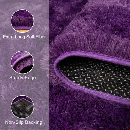 Rezutan Polyester Fluffy Non-Slip Shag Area Rug, Large Soft Unisex Household Item for Living Room & Bedroom, Aesthetic Home Decor, Room Decor