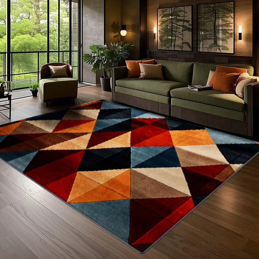 Imitation Cashmere Geometric Pattern, Modern Art-Style Digital Printed Carpet, Comfortable And Beautiful, Versatile Decoration, Living Room, Sofa Mat, Door Mat, Bedroom, Outdoor Use, Shopping Malls, Cafes, Machine Washable