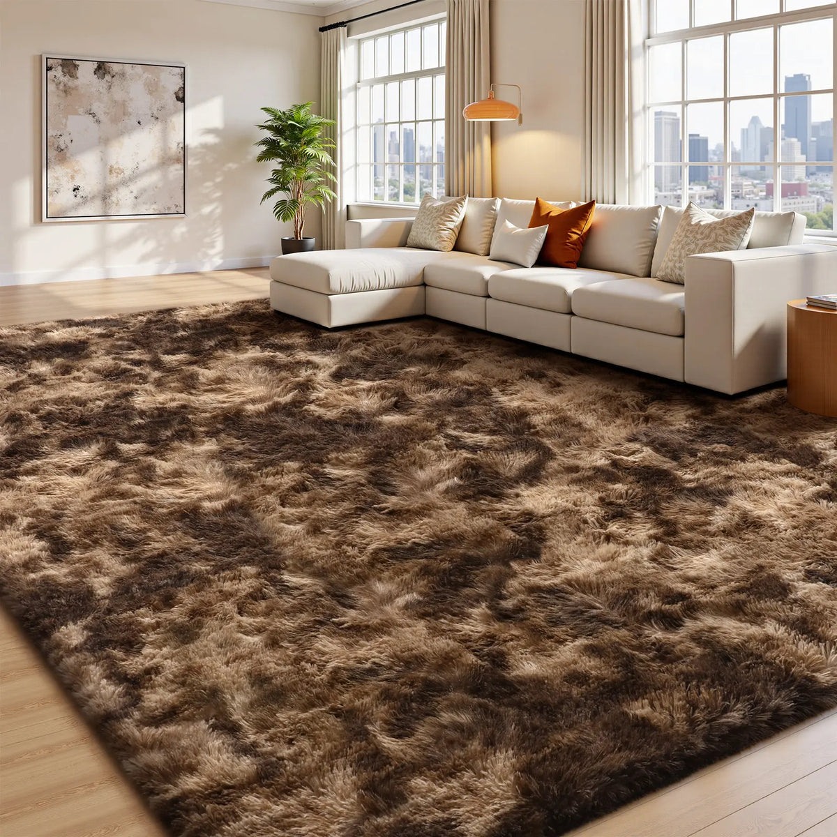 FAMVAL Large Decorative Super Soft Wrinkle Resistant Rug for Bedroom, Long Plush Non-Slip Area Rug, Modern Cozy Room Decor for Dorm Apartment Kids Room