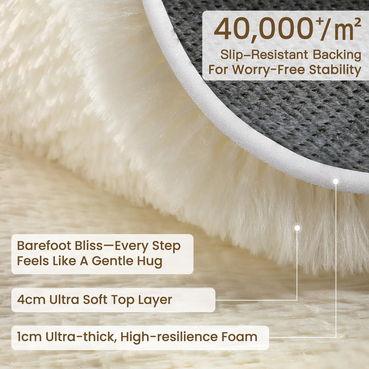 FAMVAL Large Decorative Super Soft Wrinkle Resistant Rug for Bedroom, Long Plush Non-Slip Area Rug, Modern Cozy Room Decor for Dorm Apartment Kids Room