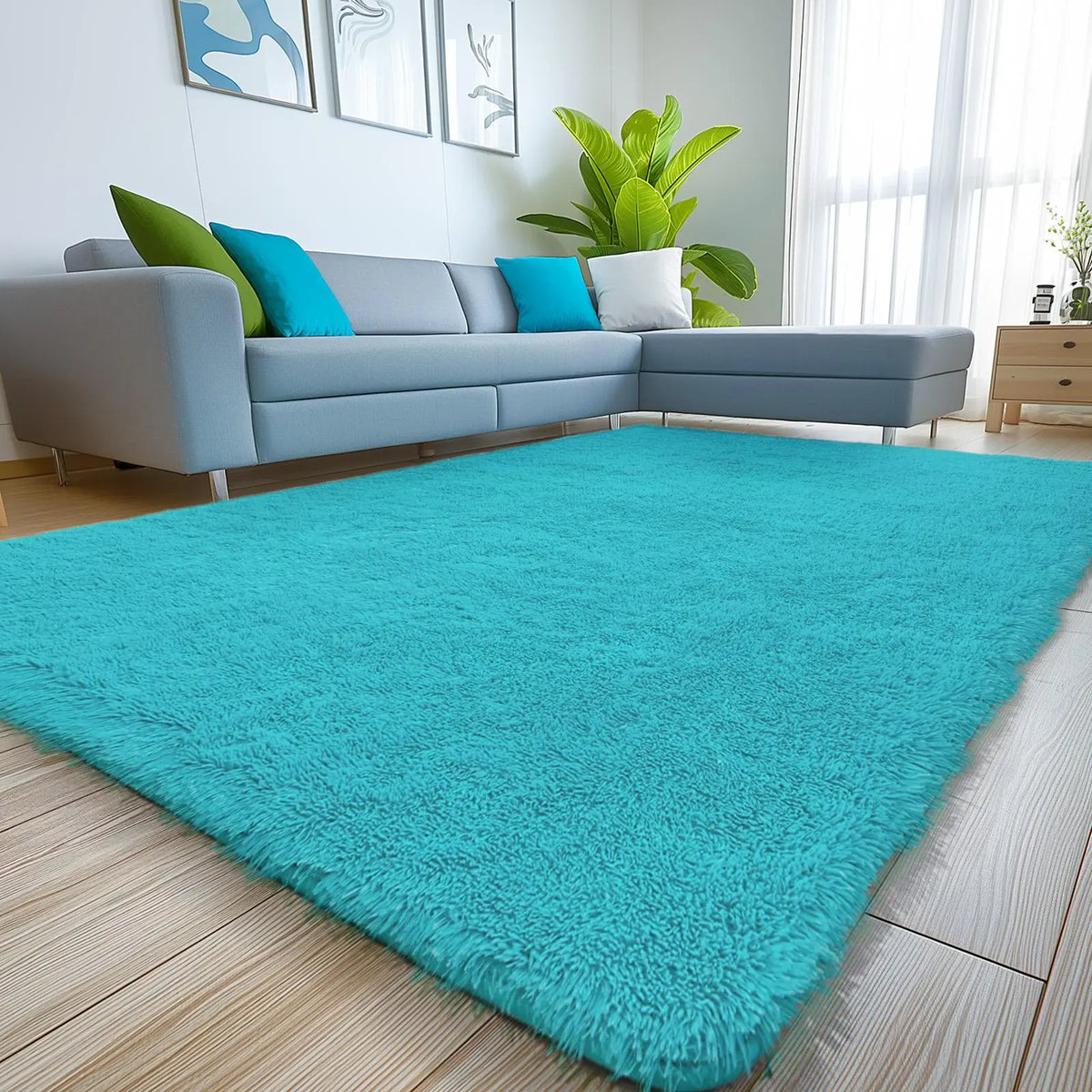 FAMVAL Large Decorative Super Soft Wrinkle Resistant Rug for Bedroom, Long Plush Non-Slip Area Rug, Modern Cozy Room Decor for Dorm Apartment Kids Room
